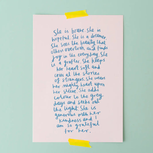 She Is Brave Motivational A4 Print